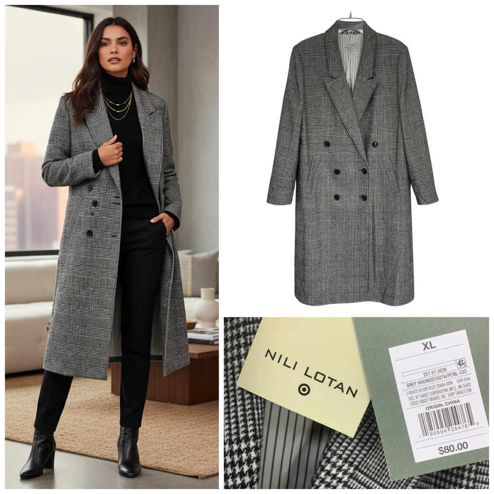 NEW Nili Lotan x Target Designer Collab Houndstooth Overcoat Sz XL 2021 NWT